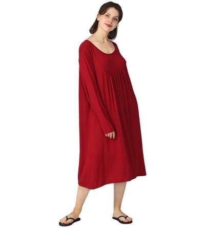 Nightgowns & Sleepshirts Women's Cotton Nightshirts Sleepwear Short Sleeves Loungewear Nightgown Oversized Lounger House Dres...
