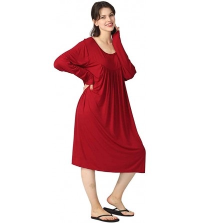 Nightgowns & Sleepshirts Women's Cotton Nightshirts Sleepwear Short Sleeves Loungewear Nightgown Oversized Lounger House Dres...