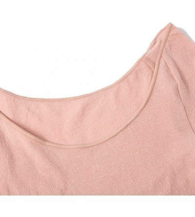 Thermal Underwear Women's Ultra Thin High Elastic Soft Cotton Seamless Thermal Underwear Tops - Pink - CT12N0CAR6O $18.24
