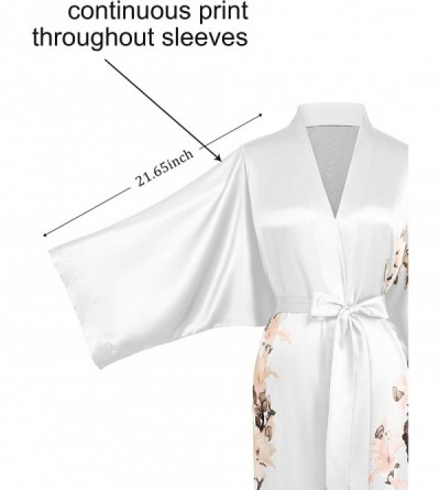 Robes Kimono Robe Cover up Long Floral Bridesmaid Wedding Bachelorette Robe - Porcelain White - C419D35C4AU $37.75