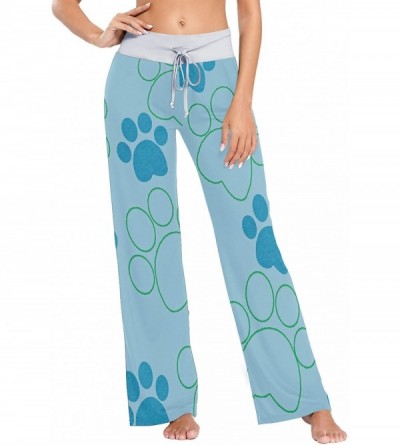 Bottoms Dog Blue Footprints Womens Pajama Pants Loose Long Lounge Sleepwear Yoga Gym Trousers - CN19DWHN700 $27.55