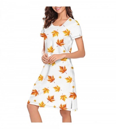 Nightgowns & Sleepshirts Women's Lady Bugs Nightgown Short Sleeve Sleepshirts Dress - White-154 - CS18ANE853W $29.33