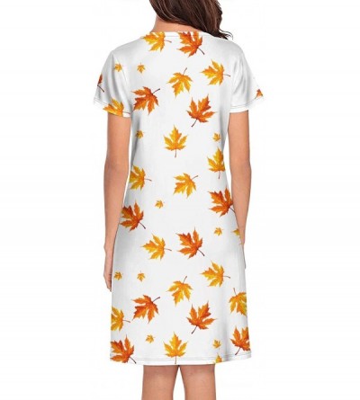 Nightgowns & Sleepshirts Women's Lady Bugs Nightgown Short Sleeve Sleepshirts Dress - White-154 - CS18ANE853W $29.33