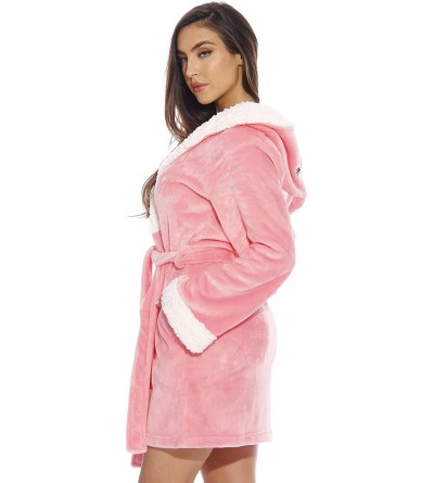 Robes Critter Robe Sherpa Trim Velour Robes for Women - Bunny (Velour) - CX12HJGNZCT $29.37