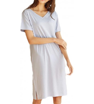 Nightgowns & Sleepshirts Womens Pajama Sleepwear Short Sleeve V-Neck Nightgown Comfy Cotton Nightshirt Loungewears - 2 - CH19...