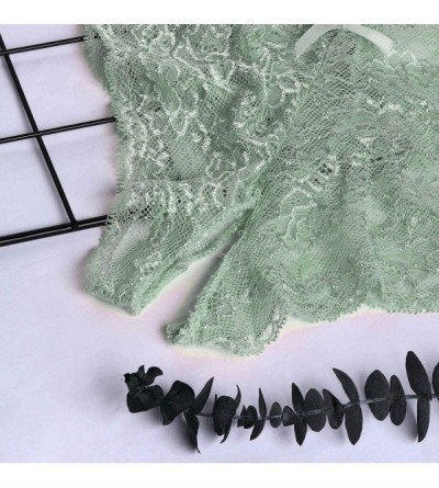 Bottoms Ladies Transparent Open Cut Embroidery can Adjust Women's Sexy Underwear - Black Green (2pc) - C5193WZXD95 $10.18