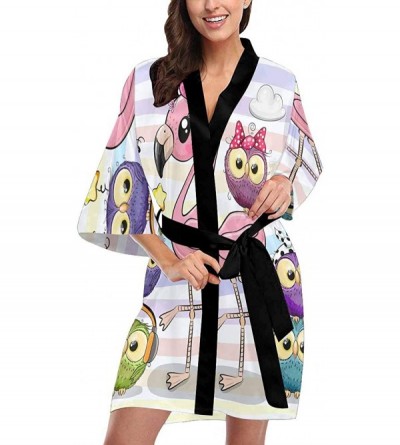 Robes Custom Flamingo Pineapple Palm Leaves Women Kimono Robes Beach Cover Up for Parties Wedding (XS-2XL) - Multi 5 - CW194S...