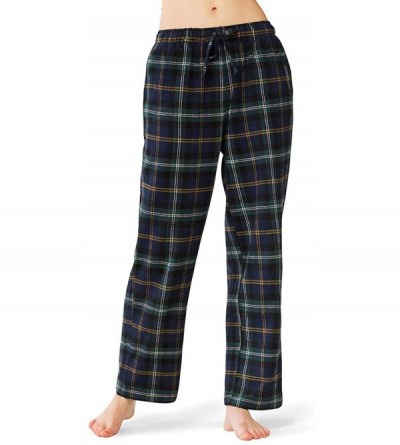 Bottoms Womens Flannel Pajama Pants- Soft Cotton Plaid Sleepwear Loungewear Bottoms - Black Watch Plaid - C418QS0NKOR $16.27