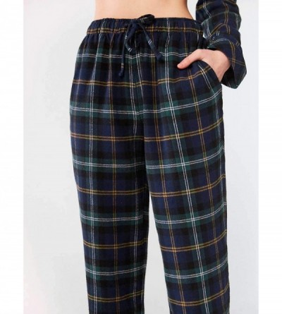 Bottoms Womens Flannel Pajama Pants- Soft Cotton Plaid Sleepwear Loungewear Bottoms - Black Watch Plaid - C418QS0NKOR $16.27