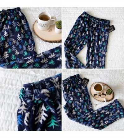 Bottoms Women's Warm Fleece Pajama Pants- Long Lounge Bottoms - Blue Winter Snowflakes - C618TSKGQAT $20.17