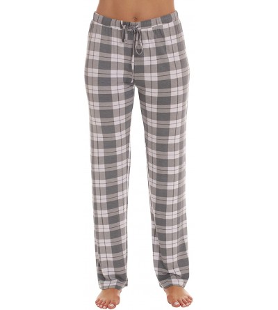 Bottoms Ultra Soft Solid Stretch Jersey Pajama Pants for Women - Grey - Plaid - CX194M058RH $10.68