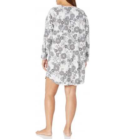 Nightgowns & Sleepshirts Women's Long Sleeve Nightshirt Nightgown Pajama Dress Pj - Floral Black - C818S7Q05KE $23.06