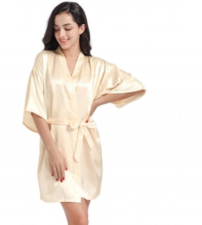 Robes Women's Dressing Gown Solid Color Satin Kimono Robe Spring and Summer Bathrobe Nightdress Sexy V-Neck Negligee Nightgow...