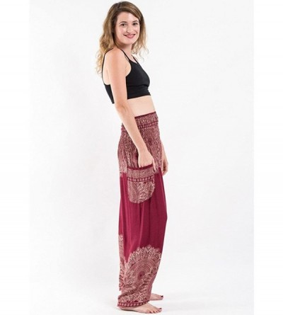 Bottoms Yoga Pants for Women Men Thai Harem Trousers Boho Festival Hippy Smock High Waist Yoga Pants 2019 Summer - Wine - CW1...