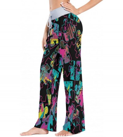 Bottoms Colorful Puzzles Women Pajama Pants Bottoms Palazzo Yoga Stretchy Wide Leg Trousers - C019C4TAS58 $22.35