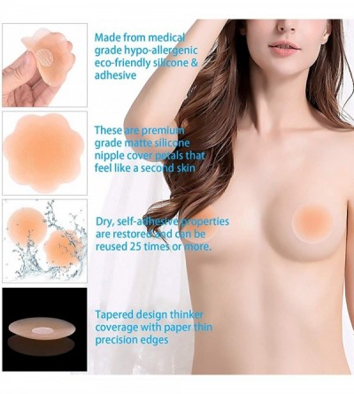 Accessories 4 Pairs Nipple Covers Waterproof Reusable Silicone Nipple Pads - Flower Shape - CF1920EY6CI $12.19