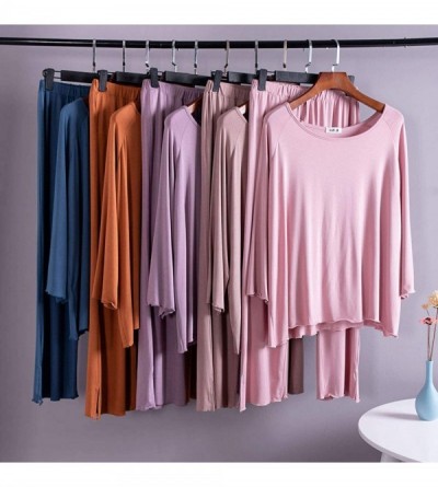 Sets Womens Pajamas Set Long Sleeve Sleepwear Breathable 2 Piece Soft Modal Loungewear Nightwear Shirt&Pants - Pjs A-light Kh...