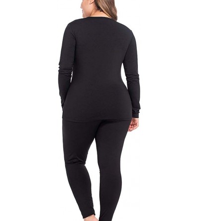 Sets Thermal Underwear for Women Long Johns Set Plus Size Fleece Lined Ultra Soft - Black - C318ALK39IA $21.90