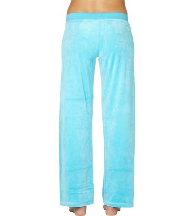 Bottoms Women's Comfy Velour Pant - Turquoise - CQ18KWSZS0L $16.07