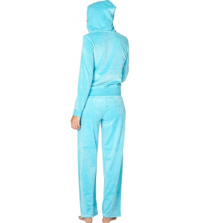 Bottoms Women's Comfy Velour Pant - Turquoise - CQ18KWSZS0L $16.07