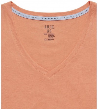 Tops Women's Short Sleeve V-Neck Sleep - Peach Pink - CU193QK7TL9 $21.32