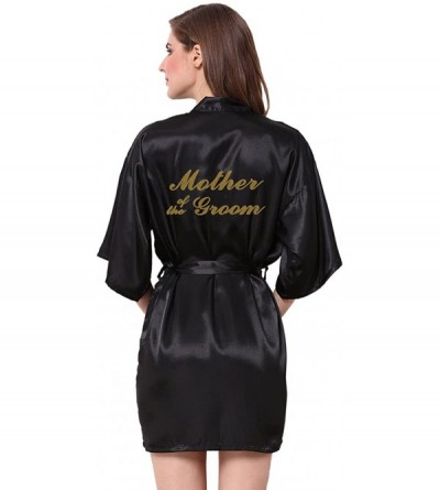 Robes Satin Kimono Wedding Party Getting Ready Robe with Gold Glitter - Black(mother of the Groom) - CS1809GDYCM $12.26