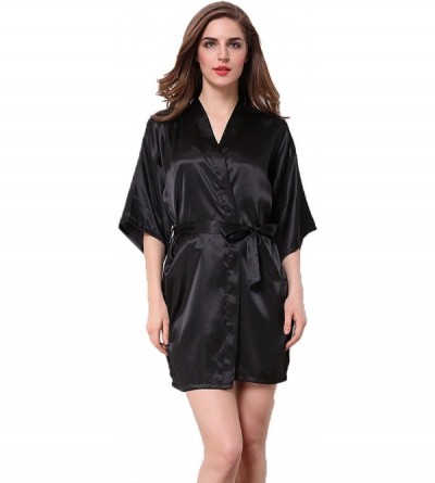 Robes Satin Kimono Wedding Party Getting Ready Robe with Gold Glitter - Black(mother of the Groom) - CS1809GDYCM $12.26
