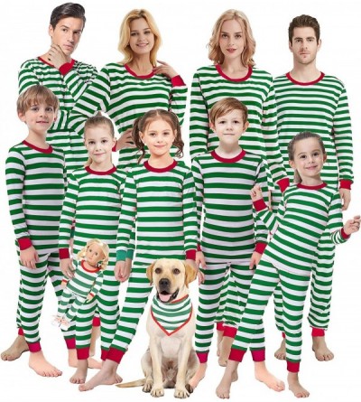 Sets Matching Family Pajamas Christmas Boys and Girls Red Striped Jammies Baby Clothes Mum and Me Pjs Women Men - Green-chris...