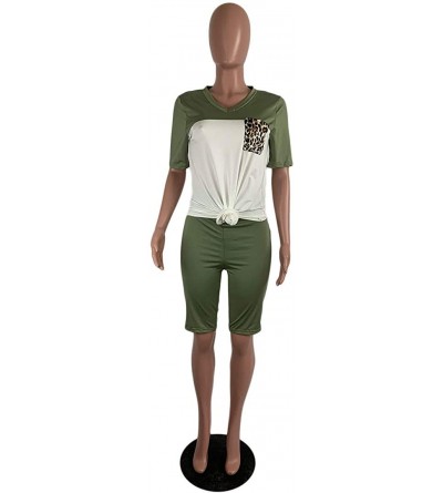 Sets Womens Casual Two Piece Outfits Short Sleeve Top Pants Lounge Wear Set Slim Fit - Green - CD198KSYG3S $29.84