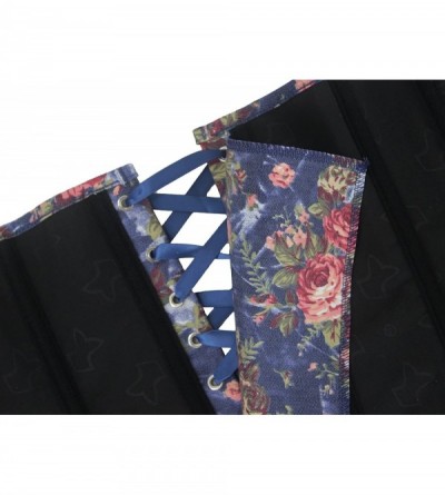 Bustiers & Corsets Womens Vintage Floral Denim Overbust Corset Bustier Top - Blue Plus Size - CN11N0YDYMV $20.56