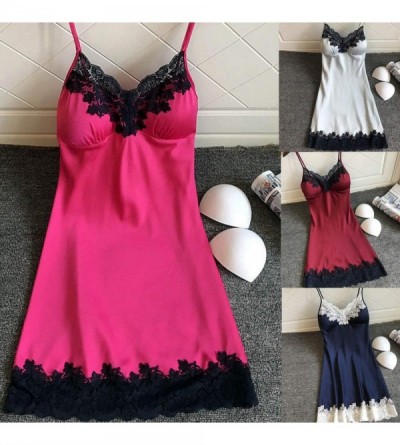Nightgowns & Sleepshirts Women Sleepwear Nightwear Nightdress Lingerie - Hot Pink - CW18W46CWYQ $18.30