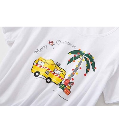 Sets Women Pajama Set Sleepwear Tops with Capri Pants Casual and Fun Prints Pajama Sets - White Bus - CY198KI5R32 $23.34