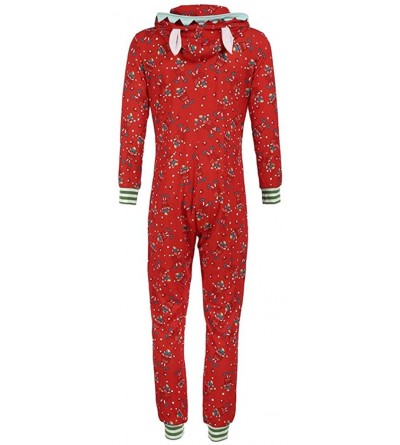 Thermal Underwear Christmas Xmas Pajamas- Family Matching Hooded Jumpsuit Sleepwear - Christmas Xmas Pajamas Red - C318AACR28...