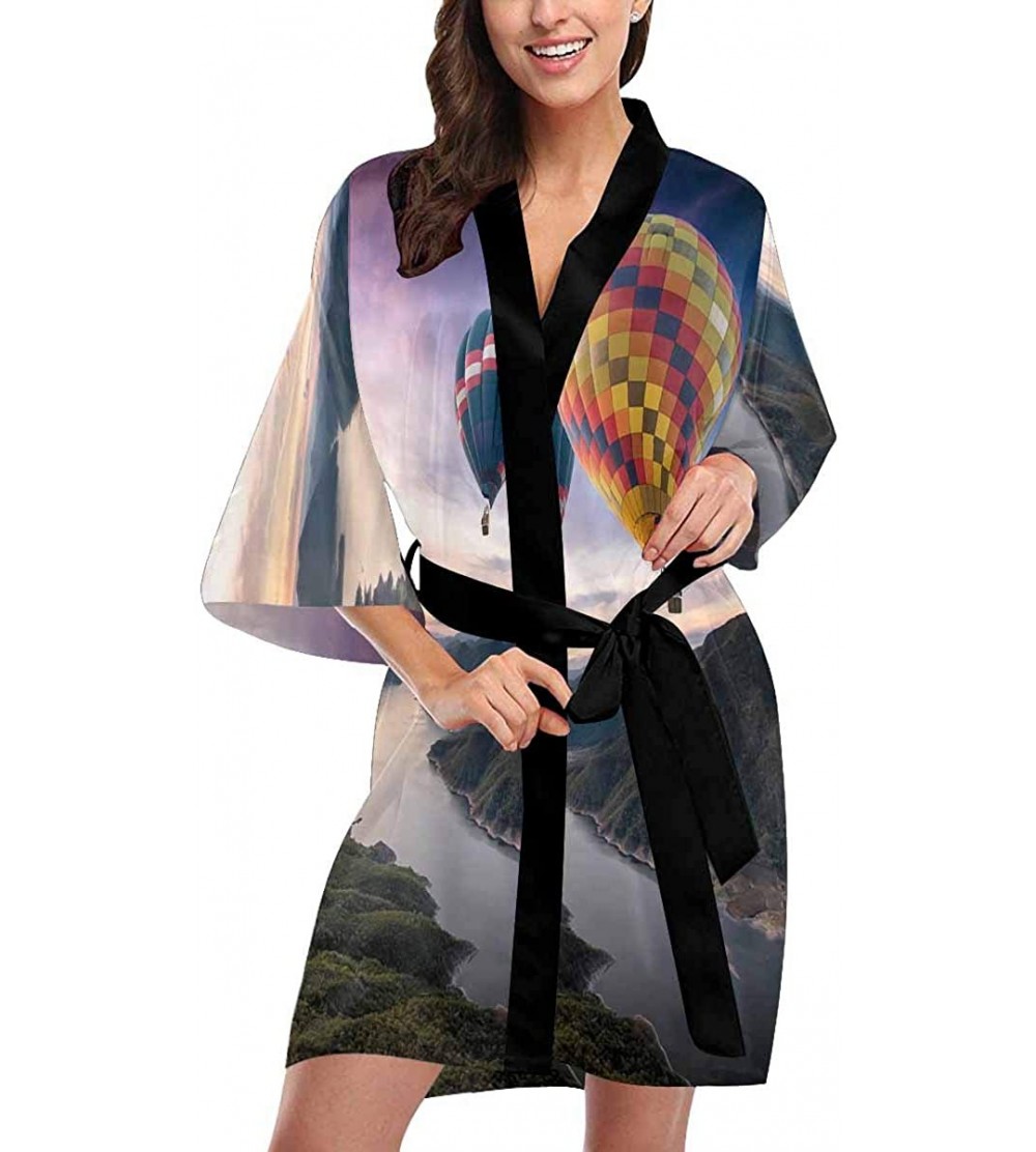 Robes Custom Colorful Flowers in Field Women Kimono Robes Beach Cover Up for Parties Wedding (XS-2XL) - Multi 2 - C4194S4X5RK...