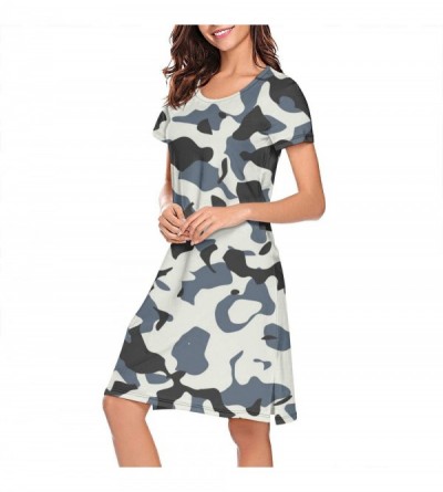 Nightgowns & Sleepshirts Women's Military Camouflage Short Sleeve Nightgown Soft Sleeping Shirts Loungewear Nightshirts - Cam...