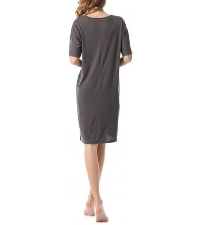 Nightgowns & Sleepshirts Women's Casual Loose Round Neck Solid Everyday Buttoned Nightgown - Grey - C21900TQDCW $22.32