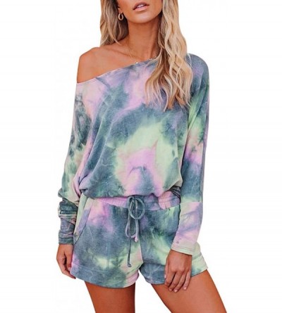 Sets Women Tie Dye Pajama Set 2 Piece Outfits Rompers Short Sleeve Tops + Shorts Summer Clothes Outfits Sleep Wear Nightwear ...