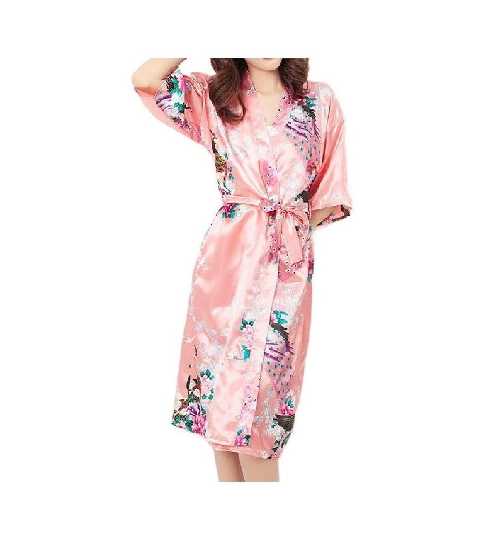 Robes Womens Sleepwear Sexy Charmeuse Lounger Terry Robe Knit Robe AS8 L - As8 - CG19DCX3NGX $26.87