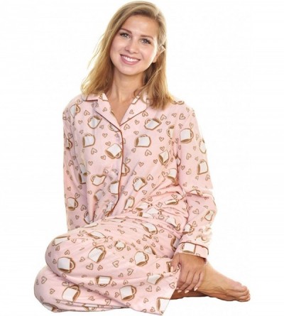 Sets Women's Cozy Fleece Pajama Set - Coffee - C218GL6ZAXY $22.40