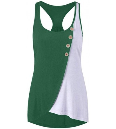Tops Women's Summer Feather Print Long Vest Fashion Women's Shirt T-Shirt Vest for Women - J-green - CO194T8Y0DK $16.69