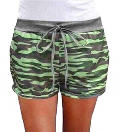 Bottoms Women Casual Shorts Plain Summer Beach Lightweight Short Lounge Pants Elastic Waist Shorts Pajama Shorts F green - CS...