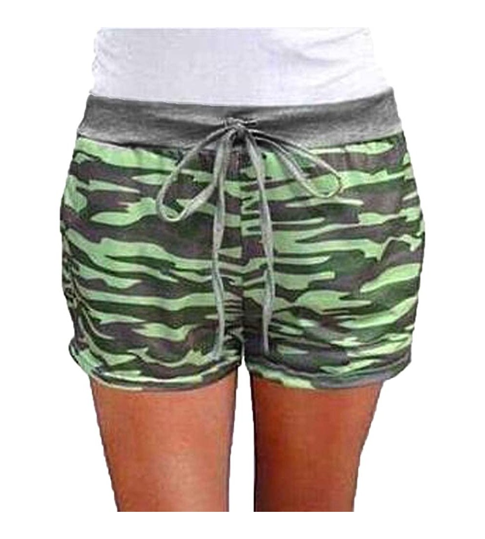 Bottoms Women Casual Shorts Plain Summer Beach Lightweight Short Lounge Pants Elastic Waist Shorts Pajama Shorts F green - CS...