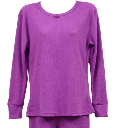 Thermal Underwear Women's 100% Cotton Long Sleeve Top & Buttom Thermal Sets - Purple - CA11HQ5RWWD $11.82