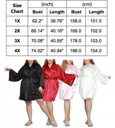 Robes Womens Plus Size Robe Satin Silk Lightweight Bride Long Sleeve Bathrobe Bath Robe - White - CV196O6I9LU $15.53