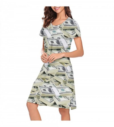 Tops Crewneck Short Sleeve Nightgown Cartoon Skull Printed Nightdress Sleepwear Women Pajamas Cute - American Dollar - C318X4...