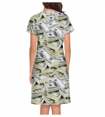Tops Crewneck Short Sleeve Nightgown Cartoon Skull Printed Nightdress Sleepwear Women Pajamas Cute - American Dollar - C318X4...
