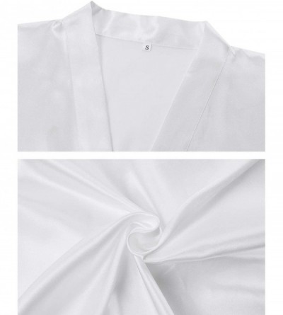 Robes Women's Satin Robe Short Kimono for Bridesmaid and Bride Wedding Party Robes Loungewear Short - White-bride 2 - CB18XDN...