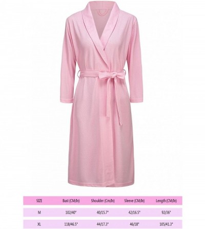 Robes Womens Soft Kimono Bathrobe Dressing Gown Lightweight Knee-Length Hotel Spa Robe - Pink - CG183MQ67YA $28.26