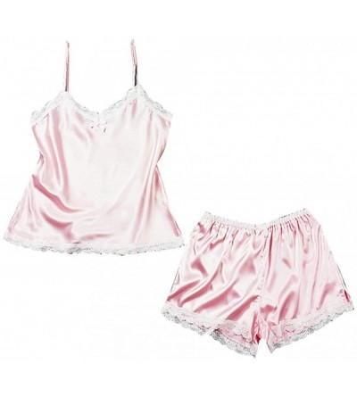 Robes Lingerie Sexy Pajamas for Women Satin Camisole pjs Shorts Set Nightie Alalaso - Pink - CZ18SZWMGLZ $20.57