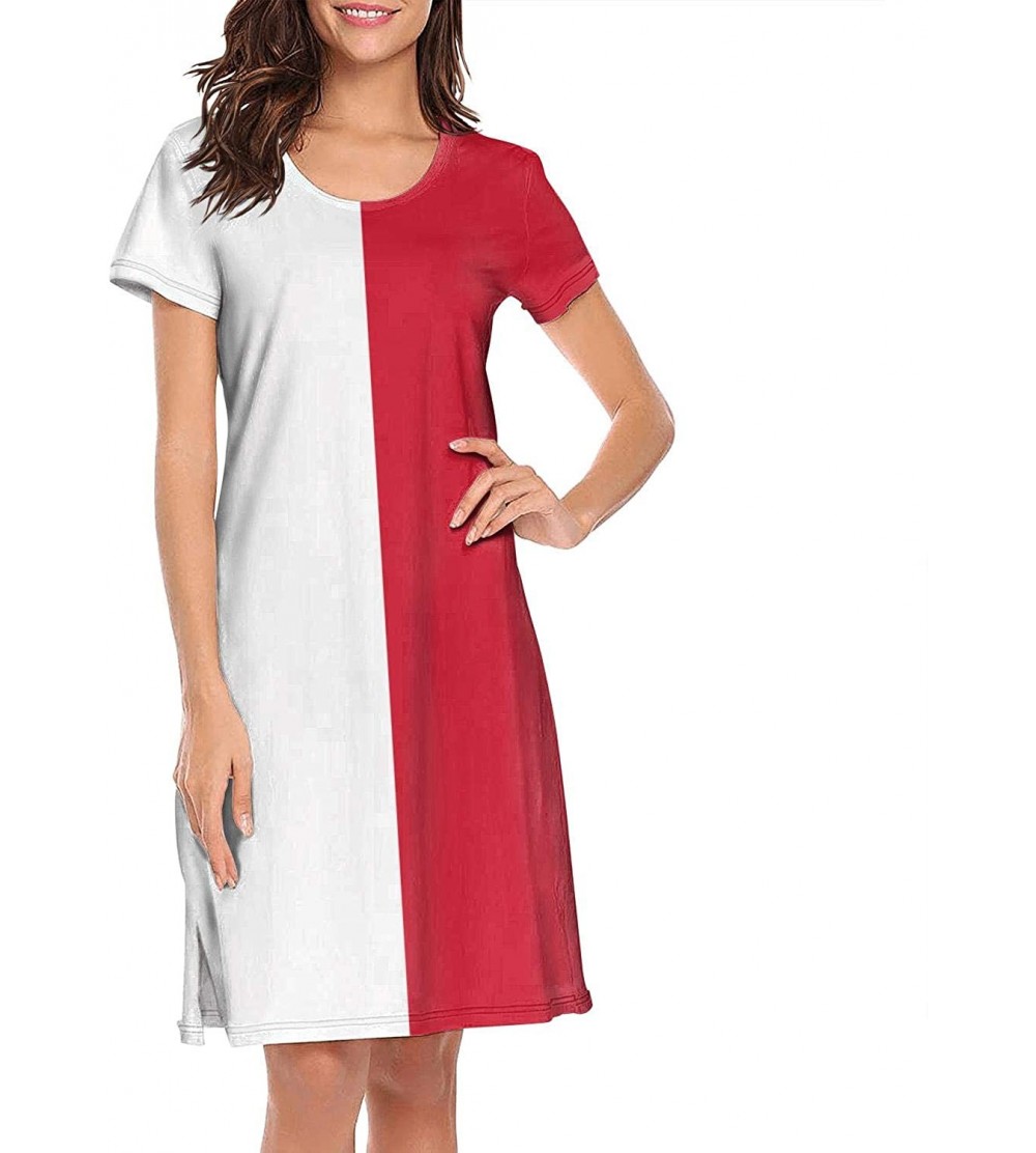 Tops Women's Nightdress Maunabo Flag Short Sleeve Sleeping Dress Loungewear Sleepwear - White-475 - C0197UZ98G5 $31.98